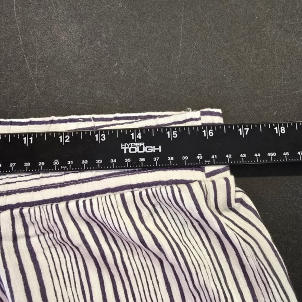 AGB Womens Navy White Striped Wide Leg Palazzo Pants Smocked Waist L‎ - Picture 7 of 10